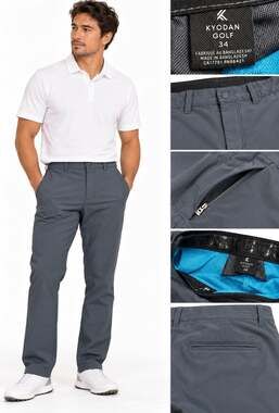 Athleisure Kyodan Golf Slim Straight Men's Golf Pants Size 34x32 Gray Stretch